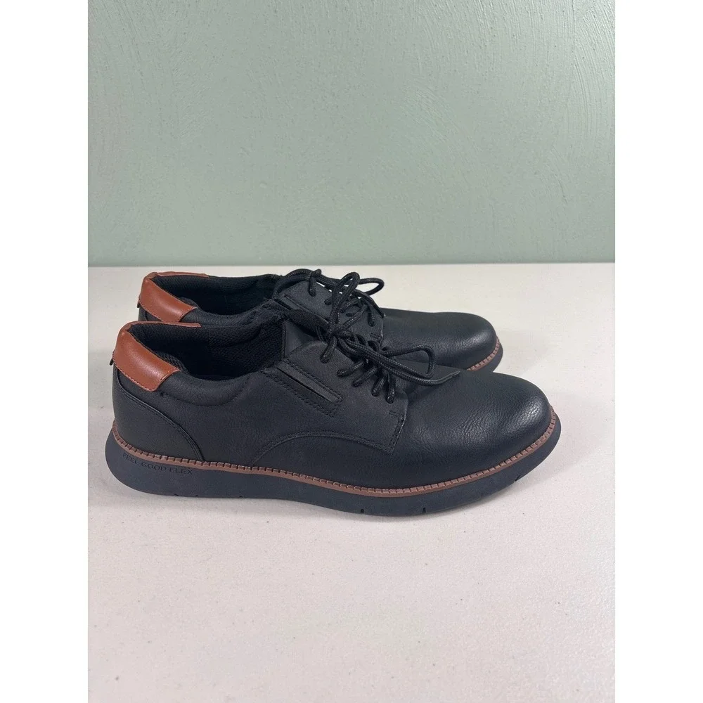 Dr Scholl's Mens Black Leather Lace Up Oxford Dress Shoes Synergy Oxfd Size 10.5